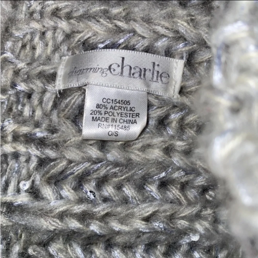 Charming Charlie Gray Sequin Cable Knit Headband Ear Warmer Winter One Size - Picture 9 of 9
